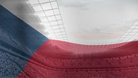 Animation-Einer-Wehenden-Flagge-Der-Tschechoslowakei-über-Einem-Sportstadion