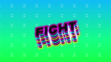 Animation-of-neon-fight-text-banner-with-shadow-effect-against-green-gradient-background