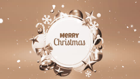 Animation-of-snow-falling-and-christmas-decorations-over-circle-with-merry-christmas-text