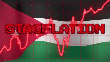 Animation-Des-Datenverarbeitungs--Und-Stagflationstextes-über-Der-Flagge-Palästinas
