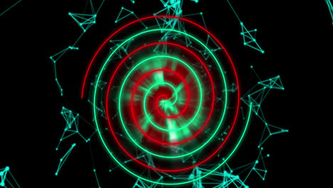 Animation-Von-Neonkreisen-über-Dem-Digitalen-Raum-Mit-Verbindungen