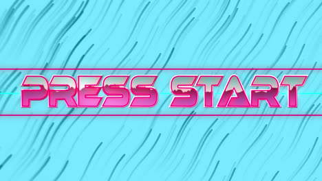 Animation-of-press-start-text-over-neon-lines-and-pattern-background