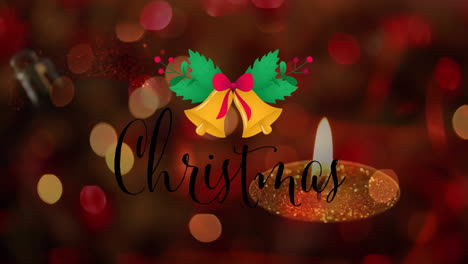Animation-of-christmas-text-over-candle-and-christmas-decorations