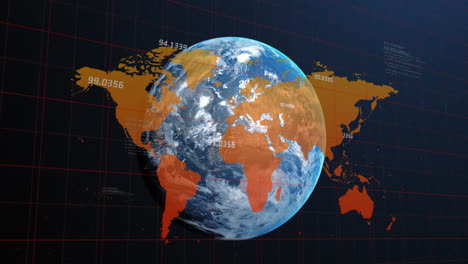 Animación-Del-Mapa-Mundial-Y-Procesamiento-De-Datos-Sobre-El-Globo