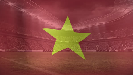 Animation-of-waving-flag-of-vietnam-over-sport-stadium