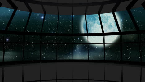 Animation-Eines-Fensters-über-Dem-Himmel-Mit-Mond,-Sternen-Und-Schnee-Zu-Weihnachten