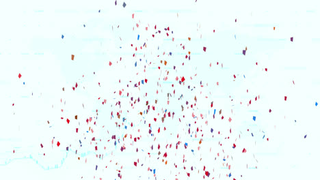 Animation-of-falling-colorful-confetti-shapes-over-white-background