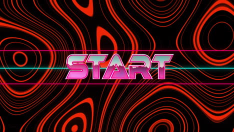 Animation-of-start-text-banner-over-abstract-red-kaleidoscope-pattern-on-black-background