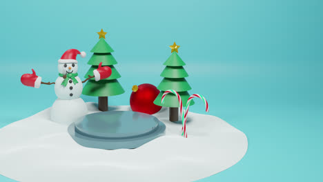 Animation-of-christmas-decorations-over-green-background