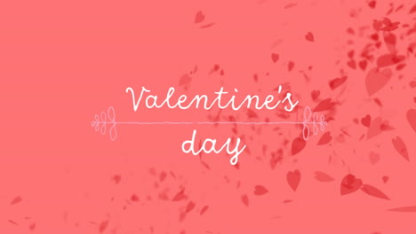 Animation-of-valentines-day-text-banner-and-red-heart-icons-against-pink-background