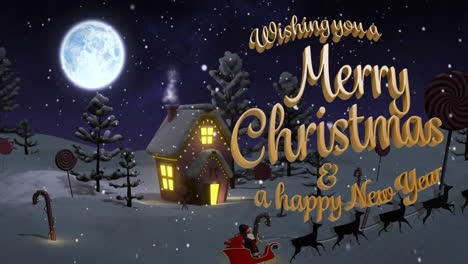 Animation-of-wishing-you-a-merry-christmas-and-a-happy-new-year-text-over-winter-landscape