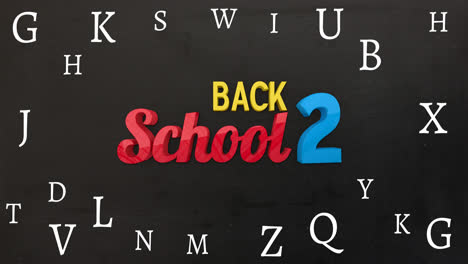 Animation-of-back-to-school-text-over-letters-on-black-background