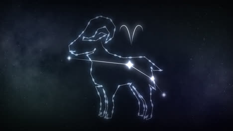 Animation-of-aries-sign-with-stars-on-black-background