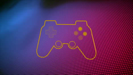 Animation-of-video-game-controller-icon-against-dots-pattern-textured-gradient-background