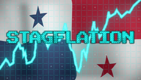 Animation-of-data-processing-and-stagflation-text-over-flag-of-panama