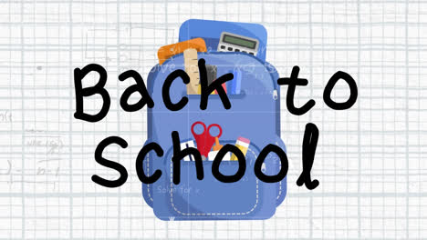 Animation-Des-Textes-„Zurück-Zur-Schule“-über-Schulsachen-In-Der-Schultasche