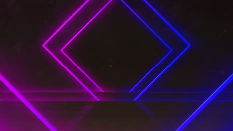 Animation-of-illuminated-looping-rhombuses-tunnel-against-black-background