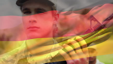 Animation-of-flag-of-germany-over-caucasian-male-soldier