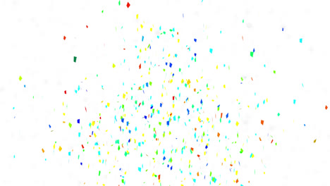 Animation-of-falling-colorful-confetti-shapes-over-white-background