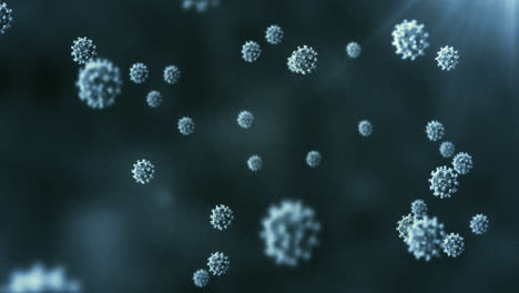 Animation-Von-Viruszellen-Auf-Marineblauem-Hintergrund