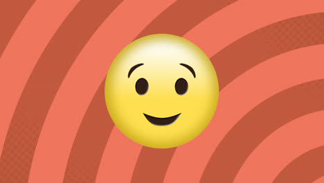 Animation-of-smiling-emoji-icon-over-spinning-stripes