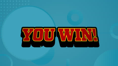 Animation-Von-„You-Win“-Text-über-Muster-Auf-Blauem-Hintergrund