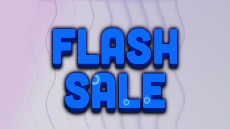 Animation-of-flash-sale-text-in-colourful-and-blue-letters-on-grey-wavy-lines