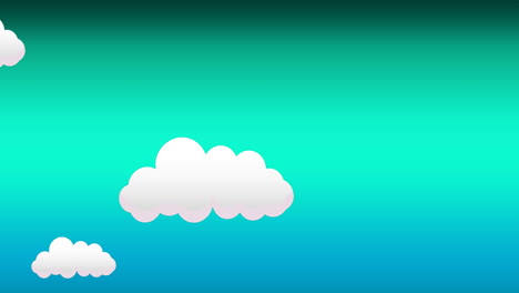 Animation-Von-Wolkensymbolen,-Die-Sich-Vor-Einem-Blauen-Hintergrund-Mit-Farbverlauf-Und-Kopierbereich-Bewegen