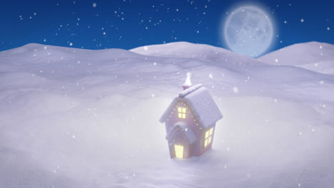 Animation-of-window-over-house-and-winter-landscape