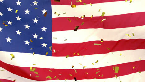Animation-Von-Konfetti,-Das-über-Den-Hintergrund-Der-Flagge-Der-Vereinigten-Staaten-Von-Amerika-Fällt
