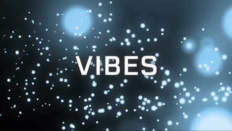 Animation-of-vibes-text-banner-over-glowing-blue-spots-of-light-against-black-background