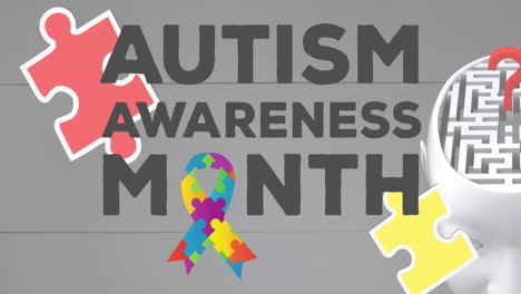 Animation-of-autism-awareness-month-text-and-puzzle-pieces-on-grey-background