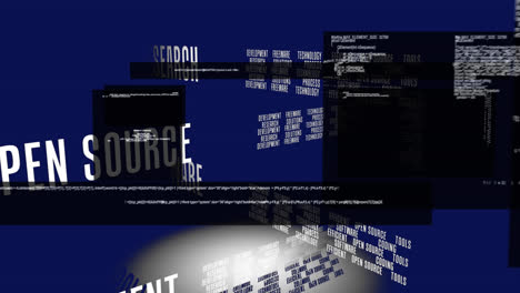 Digitale-Animation-Der-Binären-Codierung-Von-Datenverarbeitung-Vor-Blauen-Quadratischen-Symbolen-Auf-Blauem-Hintergrund