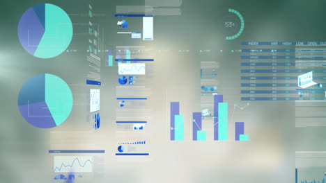 Animation-of-financial-data-processing-over-grey-background
