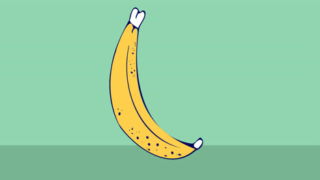 Animation-Des-Bananensymbols-Auf-Grün-schwarzem-Hintergrund