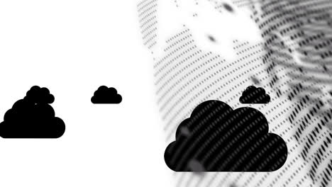 Animation-of-globe-over-clouds-on-white-background