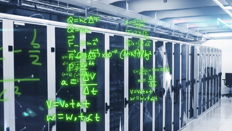 Animation-of-mathematical-equations-and-plexus-networks-against-computer-server-room