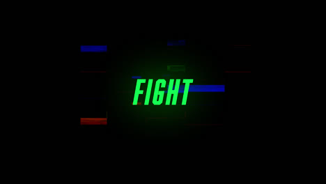 Animation-of-glitch-over-fights-on-black-background