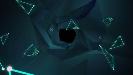 Animation-of-digital-screen-with-triangles-and-shapes
