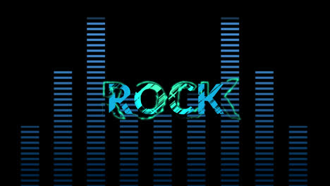 Animation-of-rock-text-and-equalizer-on-black-background