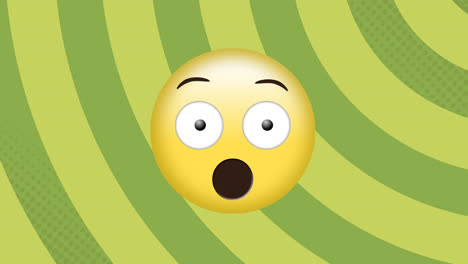 Animation-of-shocked-emoji-icon-over-spinning-stripes