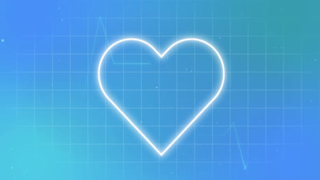 Animation-of-cardiograph-with-heart-on-blue-background