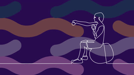 Animation-Der-Zeichnung-Einer-Trainierenden-Sportlerin-Und-Formen-Auf-Beigem-Hintergrund