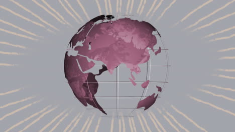 Animation-Eines-Sich-Drehenden-Globus-Vor-Lichtspuren-Vor-Blauem-Hintergrund