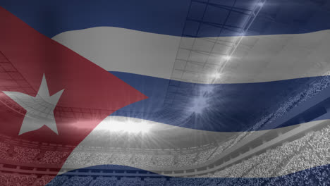 Animación-De-La-Bandera-De-Cuba-Sobre-El-Estadio-Deportivo.