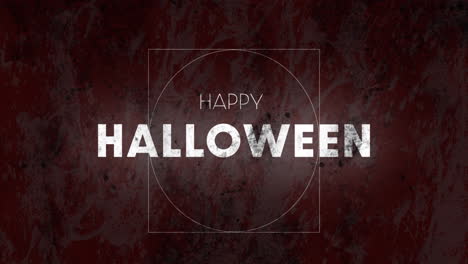 Animation-of-happy-halloween-text-banner-over-geometric-shapes-against-grey-grunge-background