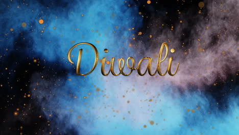 Animation-of-yellow-spots-and-colored-powder-explosion-over-diwali-text-banner-on-black-background
