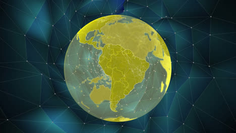 Animación-De-Globo-Con-Mapa-Mundial-Sobre-Espacio-Digital-Con-Conexiones