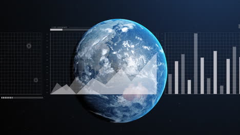 Animation-Der-Schnittstelle-Zur-Statistischen-Datenverarbeitung-über-Den-Globus-Vor-Blauem-Hintergrund