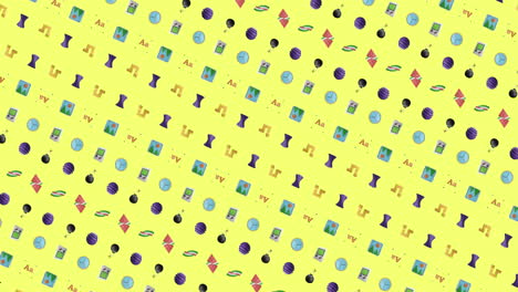 Animation-of-rows-of-pattern-moving-on-yellow-background